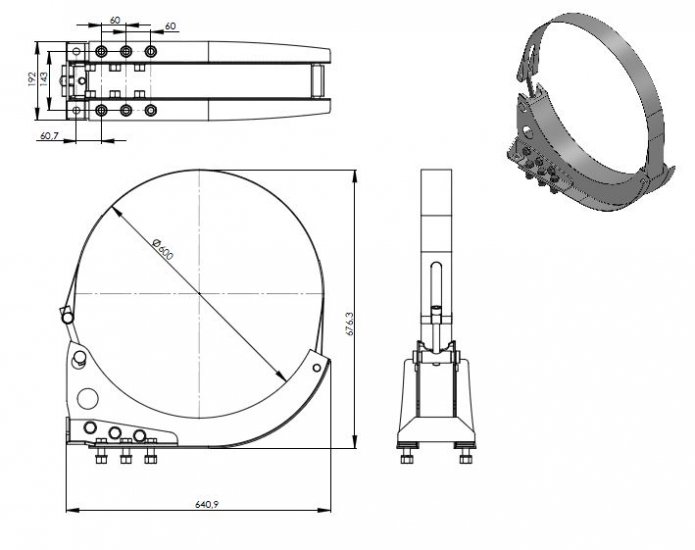 POLMOCON Tankhalterung Cylindertanks D = 600 mm - zum Schließen ins Bild klicken