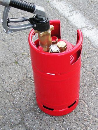 Stahl-Tankflasche rot 12 L / 5 kg - zum Schließen ins Bild klicken